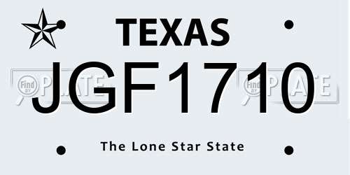 JGF1710 Texas License Plate