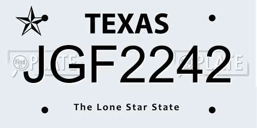 JGF2242 Texas License Plate