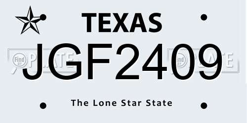 JGF2409 Texas License Plate