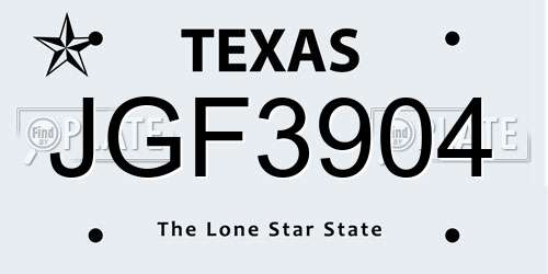 JGF3904 Texas License Plate