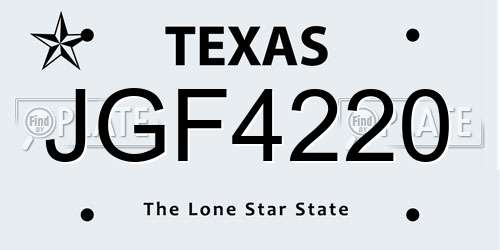 JGF4220 Texas License Plate