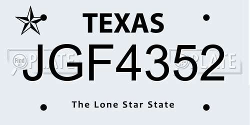 JGF4352 Texas License Plate