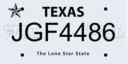 JGF4486 Texas License Plate