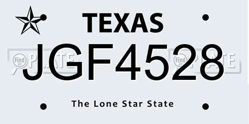 JGF4528 Texas License Plate