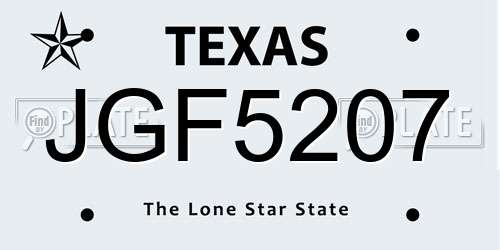 JGF5207 Texas License Plate