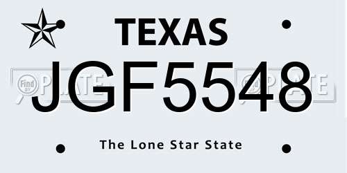 JGF5548 Texas License Plate