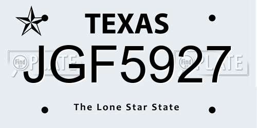 JGF5927 Texas License Plate