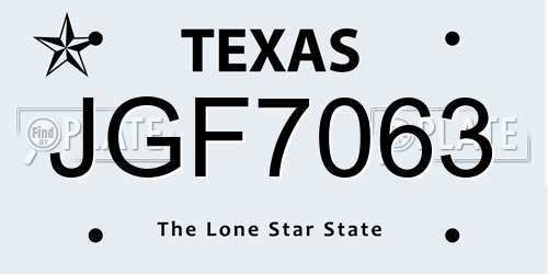 JGF7063 Texas License Plate