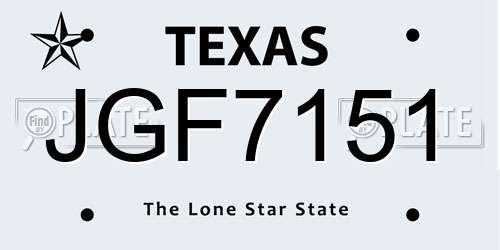 JGF7151 Texas License Plate