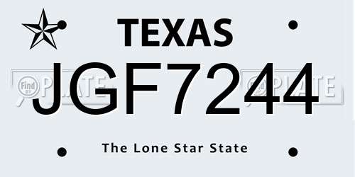 JGF7244 Texas License Plate