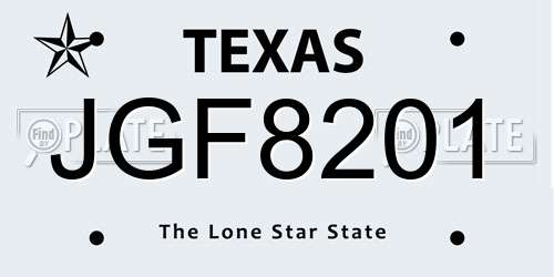 JGF8201 Texas License Plate