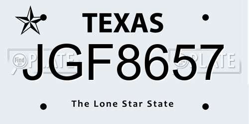 JGF8657 Texas License Plate