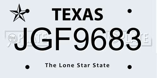 JGF9683 Texas License Plate