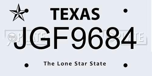 JGF9684 Texas License Plate