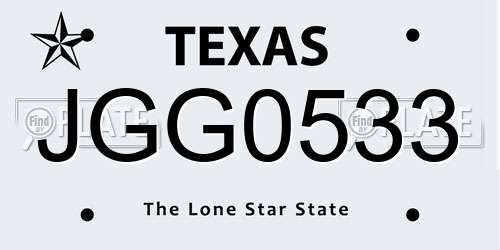 JGG0533 Texas License Plate