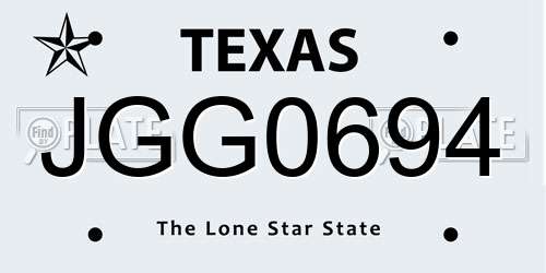 JGG0694 Texas License Plate
