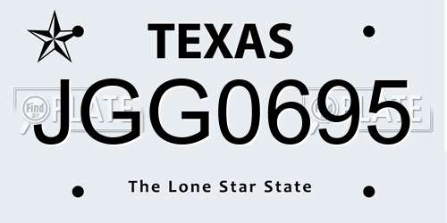 JGG0695 Texas License Plate