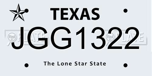 JGG1322 Texas License Plate