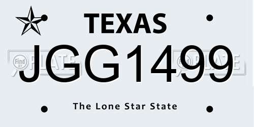 JGG1499 Texas License Plate
