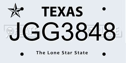 JGG3848 Texas License Plate