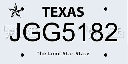 JGG5182 Texas License Plate