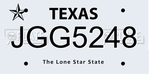 JGG5248 Texas License Plate
