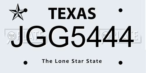 JGG5444 Texas License Plate