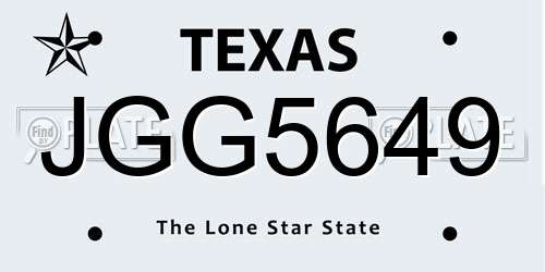 JGG5649 Texas License Plate