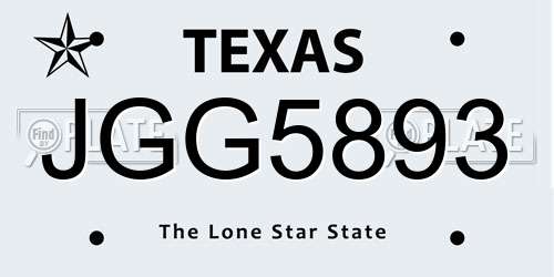 JGG5893 Texas License Plate