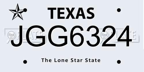 JGG6324 Texas License Plate