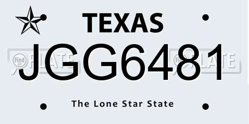 JGG6481 Texas License Plate