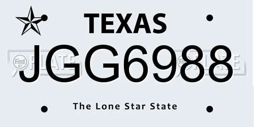 JGG6988 Texas License Plate