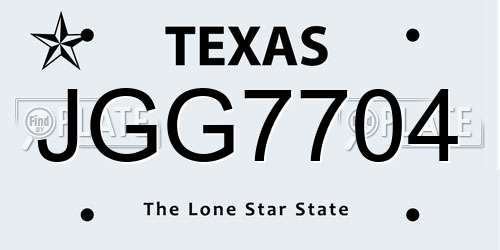 JGG7704 Texas License Plate