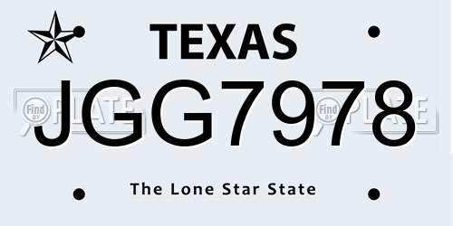 JGG7978 Texas License Plate