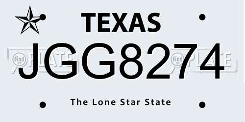 JGG8274 Texas License Plate