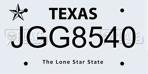 JGG8540 Texas License Plate