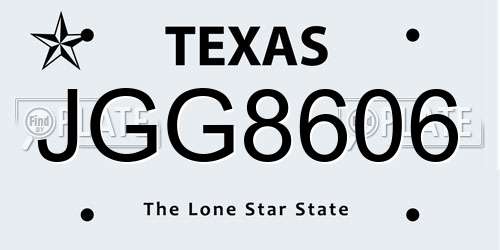 JGG8606 Texas License Plate