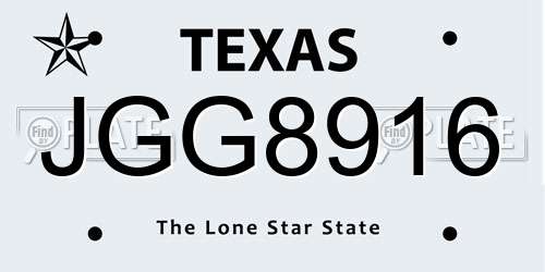 JGG8916 Texas License Plate