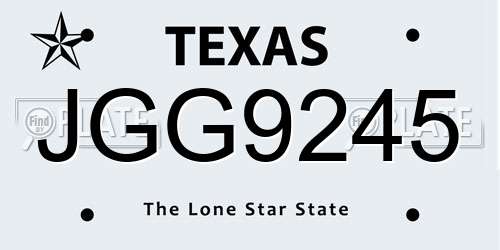 JGG9245 Texas License Plate