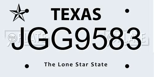 JGG9583 Texas License Plate