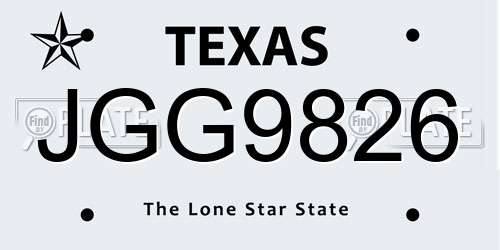 JGG9826 Texas License Plate