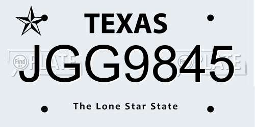 JGG9845 Texas License Plate