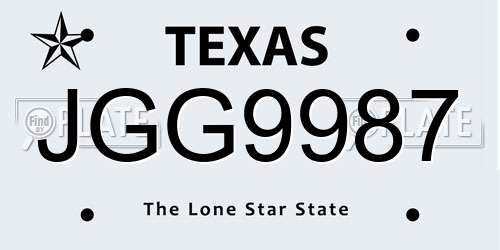JGG9987 Texas License Plate