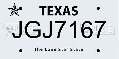 JGJ7167 Texas License Plate