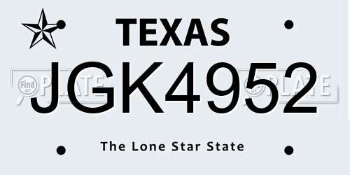 JGK4952 Texas License Plate