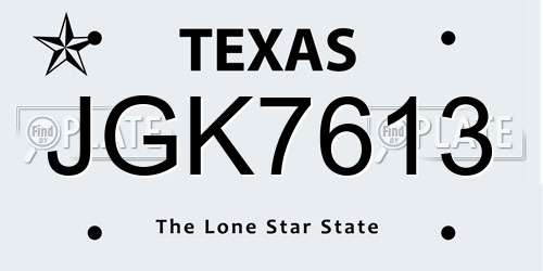 JGK7613 Texas License Plate
