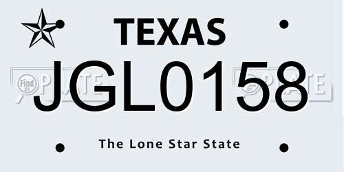 JGL0158 Texas License Plate