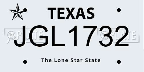 JGL1732 Texas License Plate