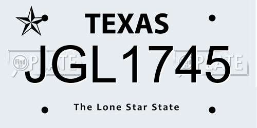 JGL1745 Texas License Plate