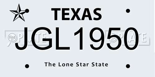 JGL1950 Texas License Plate